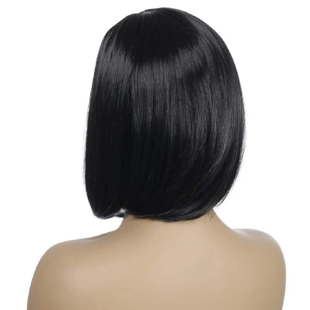 短鲍勃假发黑色中直发合成头发巴西中部女性假发