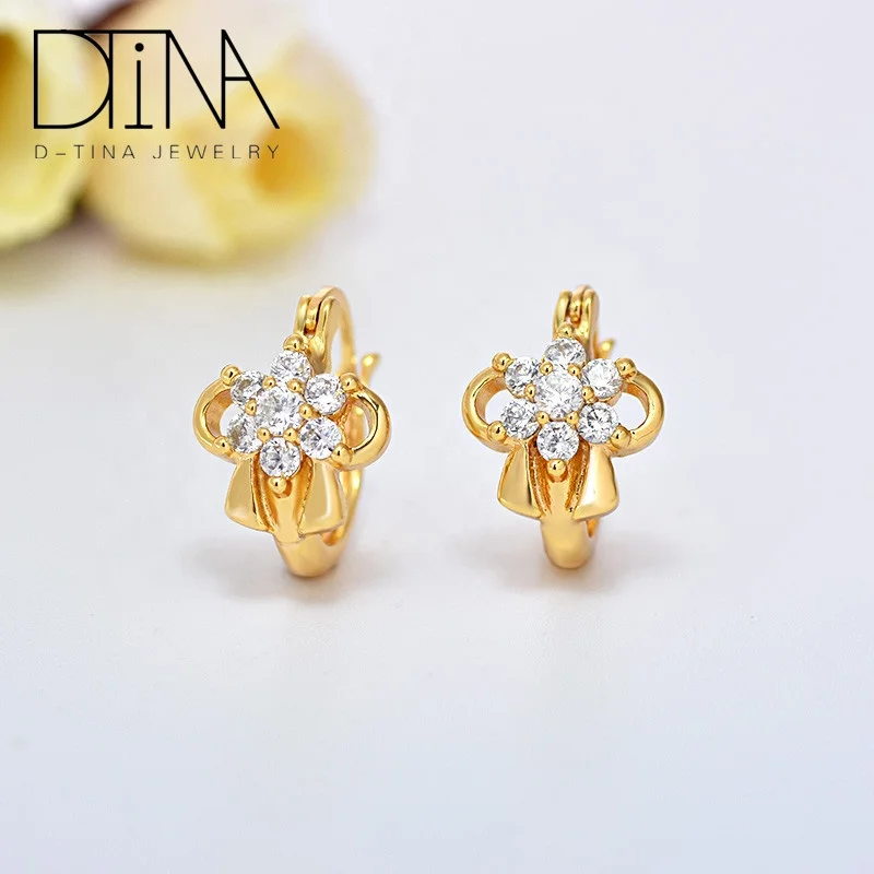 

DTINA South America High-Quality Clear Diamond Jewelry Earrings for Baby Girl, Golden