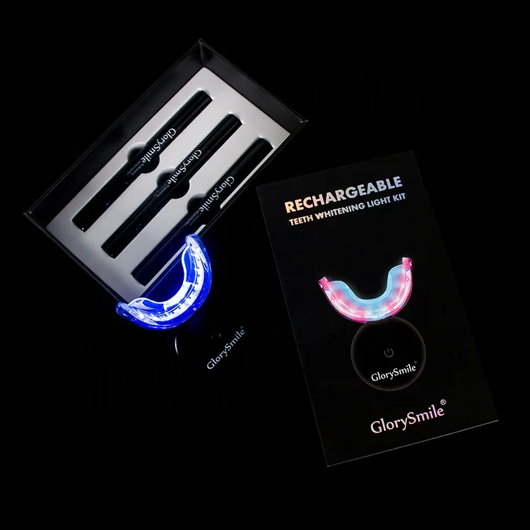 

New Design Fast Whitening Result Waterproof Wireless Cold Blue & Red Led Light Teeth Whitening Kit Custom Logo