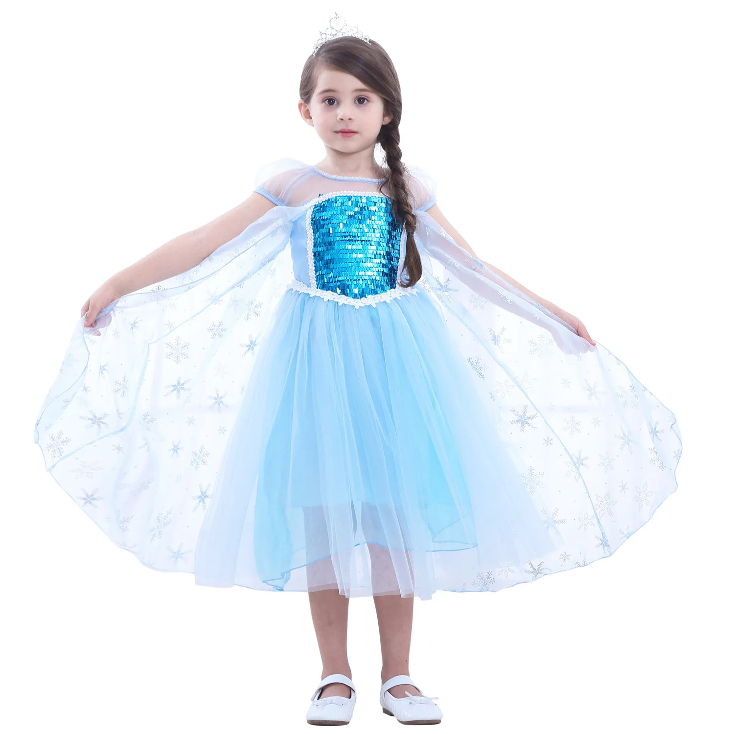 

Girls Elsa Princess Elsa Anna Fashion Kids Costume Cosplay Costume Halloween Children Dress With Cape Dress 3-10 Year, As picture