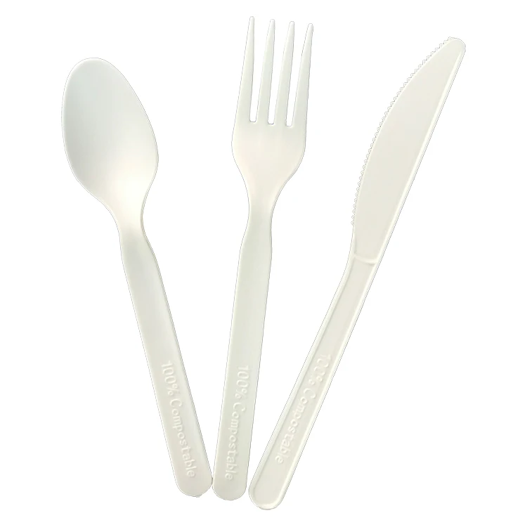 

EcoNewLeaf 7 inch Restaurant Disposable Cutlery PLA spoons Biodegradable Knife fork spoon