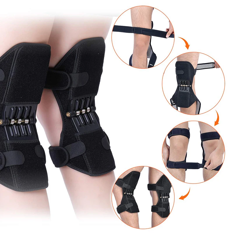 

New Arrivals Neoprene Waterproof Power Lift Spring Force Tool Joint Knee Support Brace Pads, Black