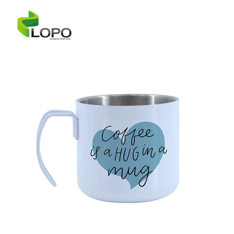

High Quality  Sublimation Stainless Steel Cup Tumbler with handle, Silver/white
