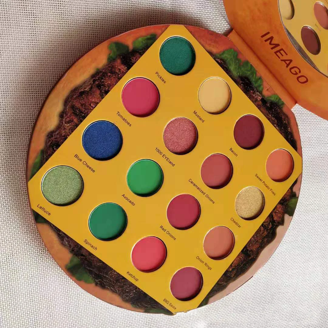 

Private Label Chicken Wrap Burger Shape Eye Shadow Palette Glitter Shimmer Beauty Make up Cosmetics Long Lasting High Pigment