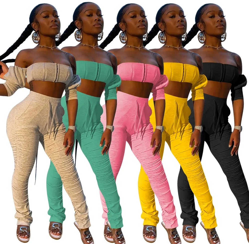 

Scrunch Butt Stacked Leggings Set Stacked Pants Two Piece Set for Women