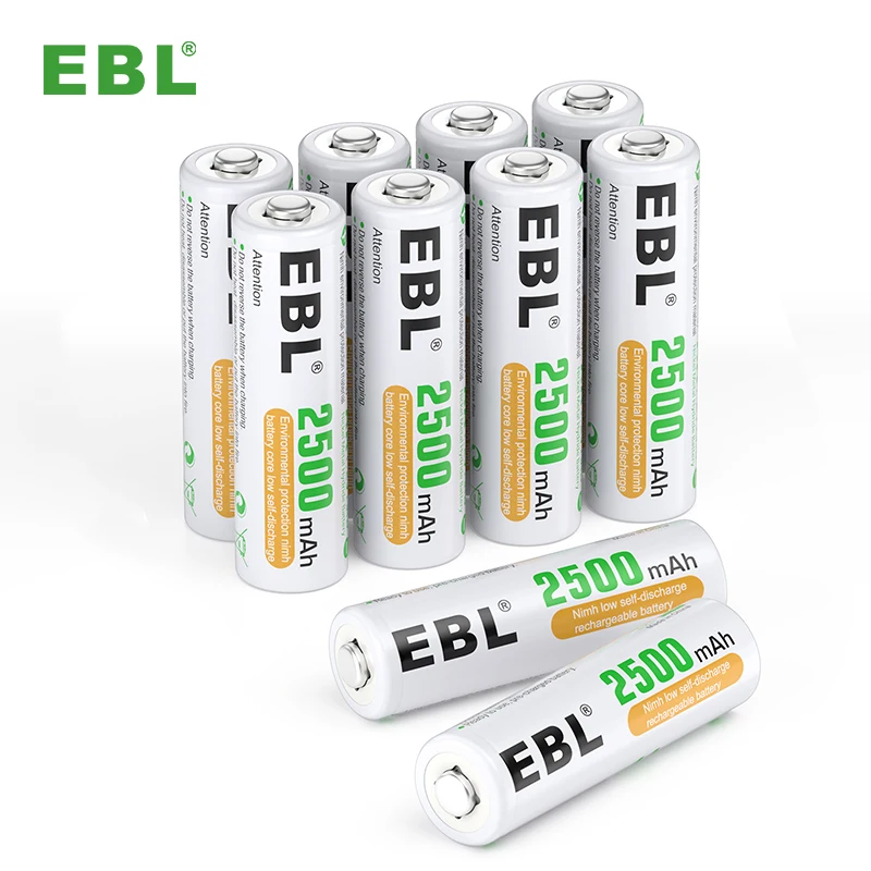 

EBL AA Rechargeable Batteries 1.2V 2500mAh High Performance Pre-Charged AA Batteries