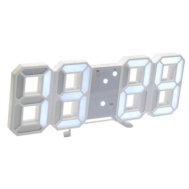 

Modern smart 3D LED Table Wall Clock Nightlight Watch alarm Clock for Warehouse Office Living Room 12/24H Brightness to adjust