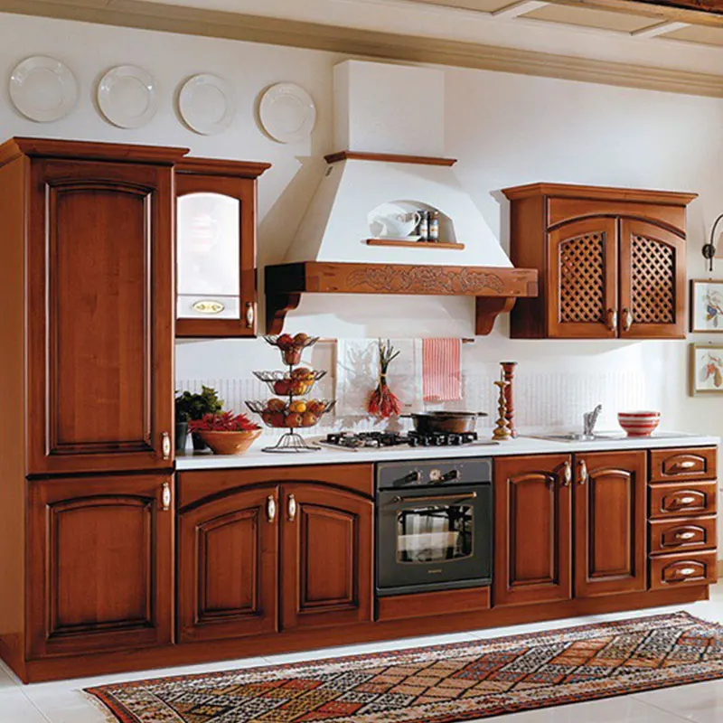 Solid wood cabinet home cabinet custom made solid wood American style kitchen cabinet customization