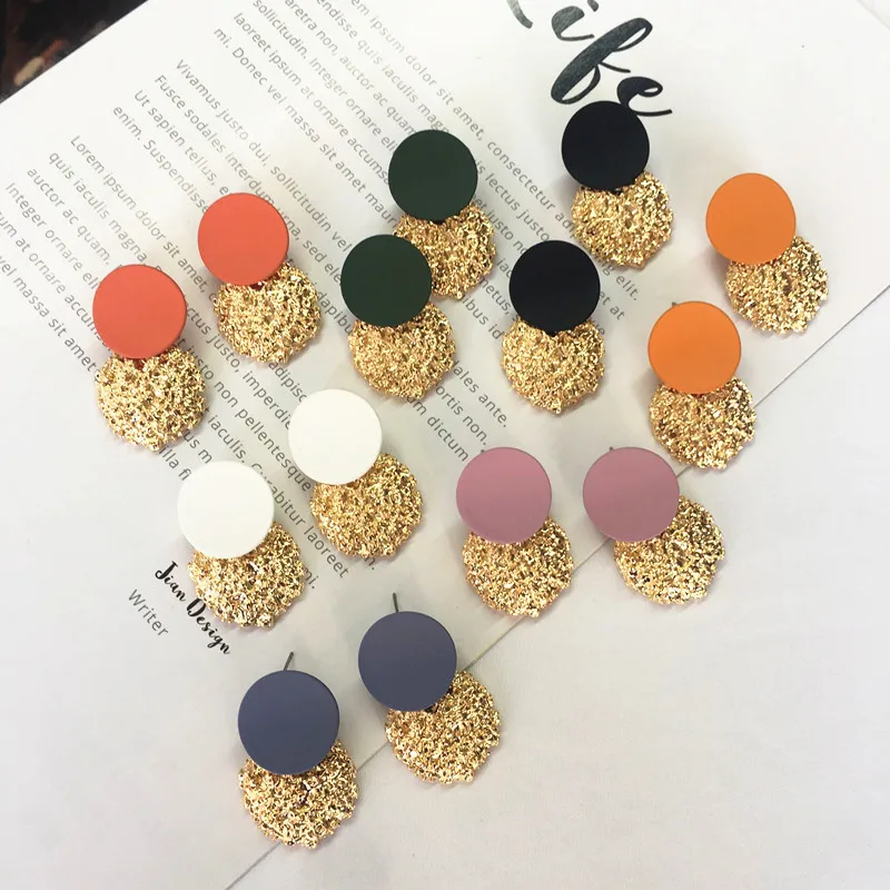 

MINIHN Unique gold plated round earrings daily wear hanging stud earrings accessories women earrings making supplies jewelry, Multi