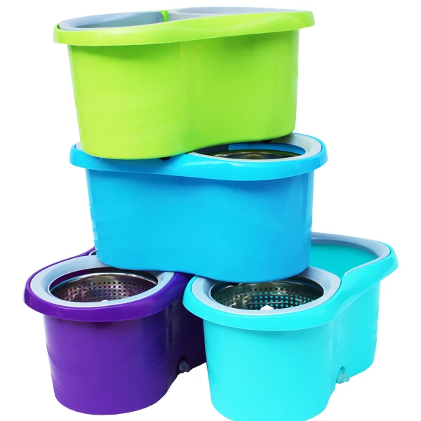 

Floor Flat Mop Bucket Microfiber Cloth Lazy Mops Water Cleaning Steel Tray 360 Magic Mop