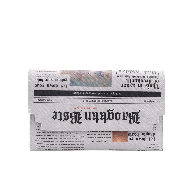 

Women creative leather newspaper print clutch bag ladies sling crossbody bags, One color for choose /customizable