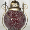 Wholesale Conical Shape Decoration Metal Hanging Colored Glass Pebbles Mosaic Lantern