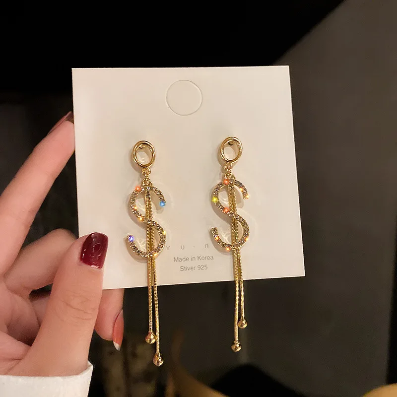 

fashion trendy jewelry dollar crystal earrings korea