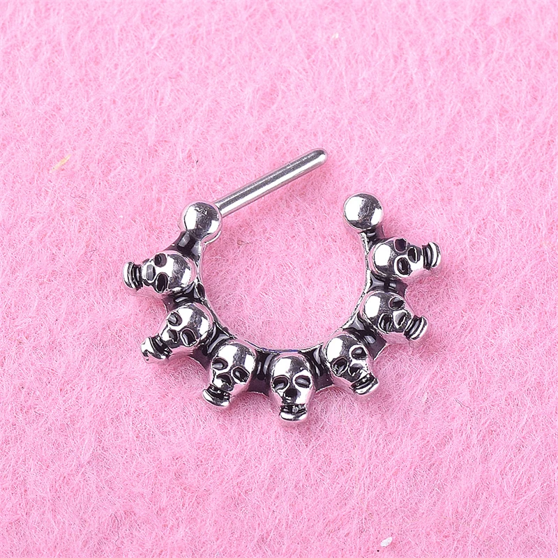 

New High-quality Skull Head Couple Steel Nose Ring Body Piercing Jewelry Nose Piercing Zinc Alloy Trendy Nose Rings & Studs /