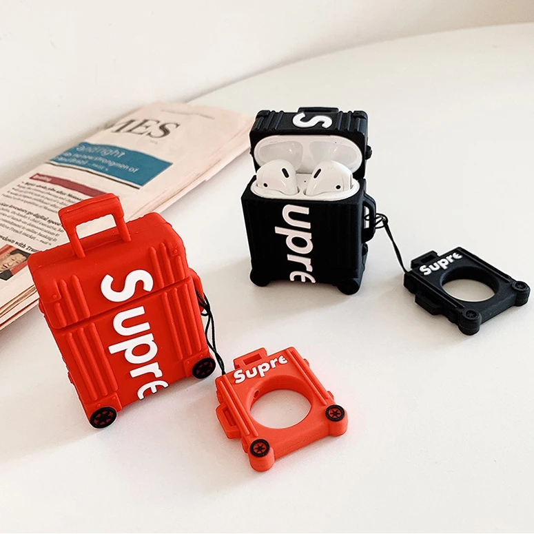 Travel Cute Suitcase Luggage AirPods Case New Funny Kawaii 3D Cartoon Shockproof Bumper For Apple Airpods