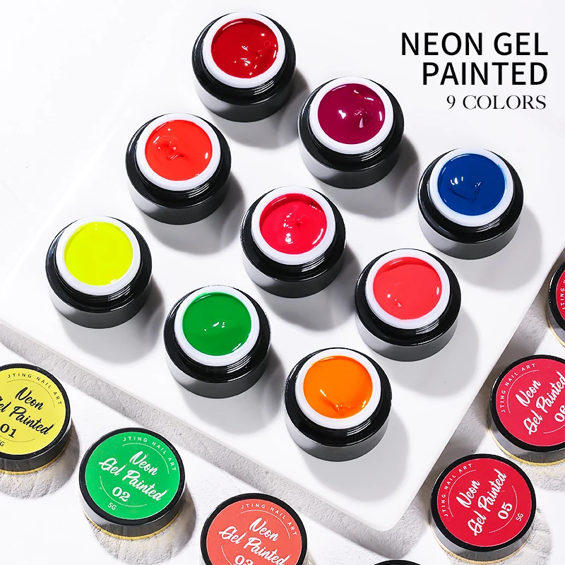 

Hot popular 2021 9 colors creative Fluorescent painting gel private label neno gel painted uv nail art paint