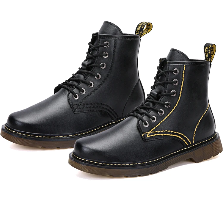 

Young people's high-end handsome British shoes bright leather lace-up super soft boots shoes both men and women can wear, Black line,golden line