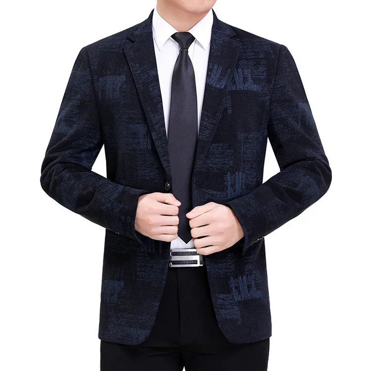 

2021 Fashion Printed Slim Fit Wedding Groom Suit Jacket Men's Fabric Suit