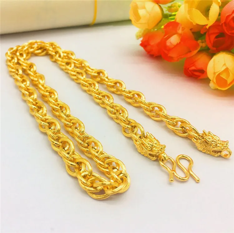 

Dropshipping Fashion Gold 14k Necklace Yellow Chain Linen Flower Men's Necklace for Wedding Engagement Anniversary Jewelry Gifts