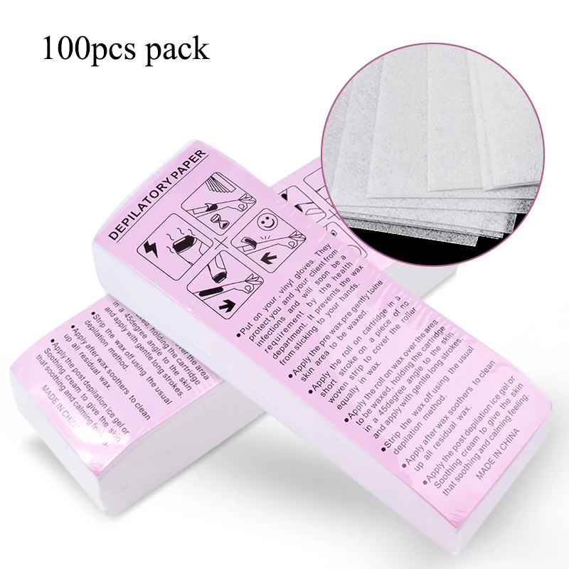 

100pcs depilatory wax strips hair removal wax paper wax paper strips, White