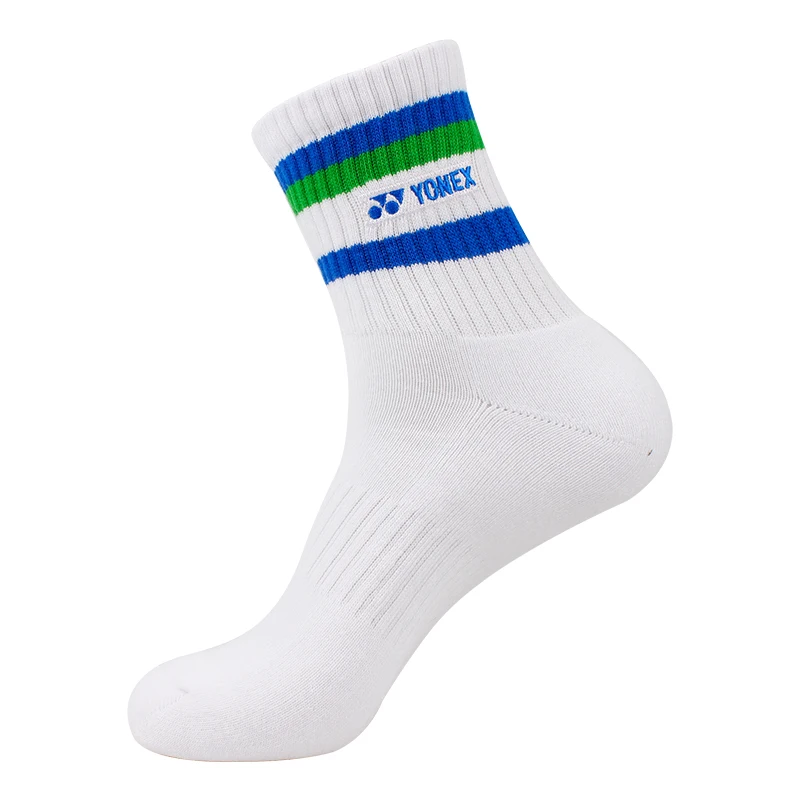 

Yonex 75th anniversary sport crew socks 145111/245111 badminton socks, White,navy blue