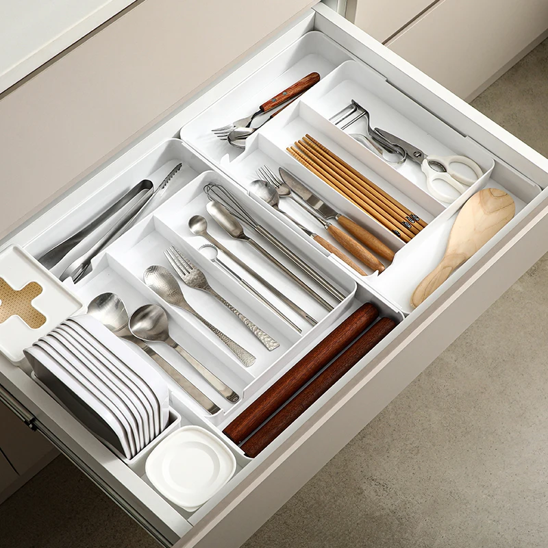 

SHIMOYAMA Multi Slot Expandable Adjustable Plastic Dividers Drawer Storage Cuttlery Utensils Organizer for Kitchen Drawer