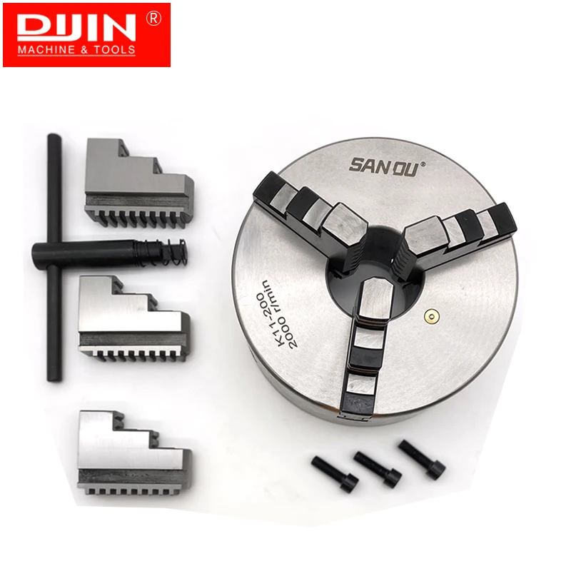 3 Jaw Lathe Chuck 200 mm Sanou Brand Manual Chuck Self-centering Chuck K11-200 for Bench Lathe C6246