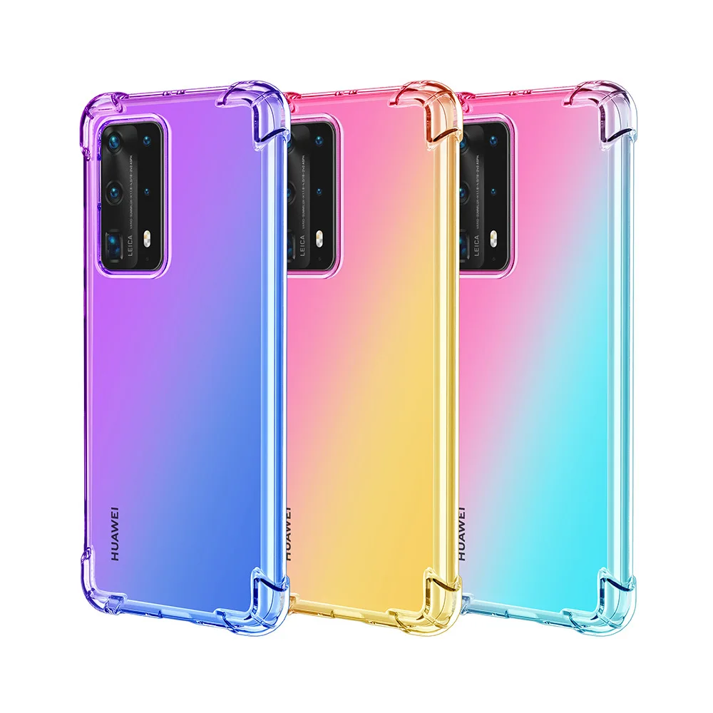 

Gradient Soft TPU Cover Phone Case For Huawei P50 pro Nova 8 SE P Smart 2021 Y9A Y8S Y8P Y6P Y5P Mate 40, 6 colors