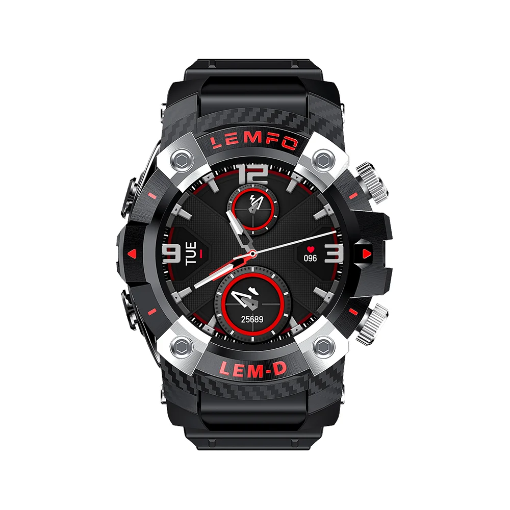 

1.3 Inch Stainless Steel Ring 360*360hd Tws Dual Wireless Headset Lemd Smart Watch