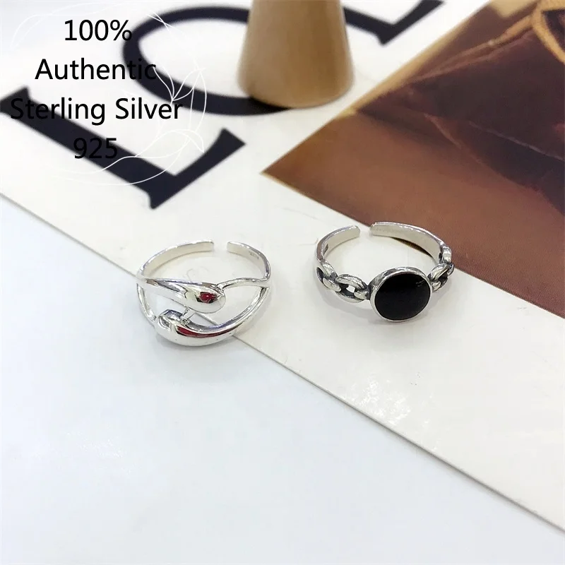

100% Sterling Silver 925 Picasso Water Drop Ring New Arrival Classic Men's Ring Jewellery Black Vintage Male Rings for Couple