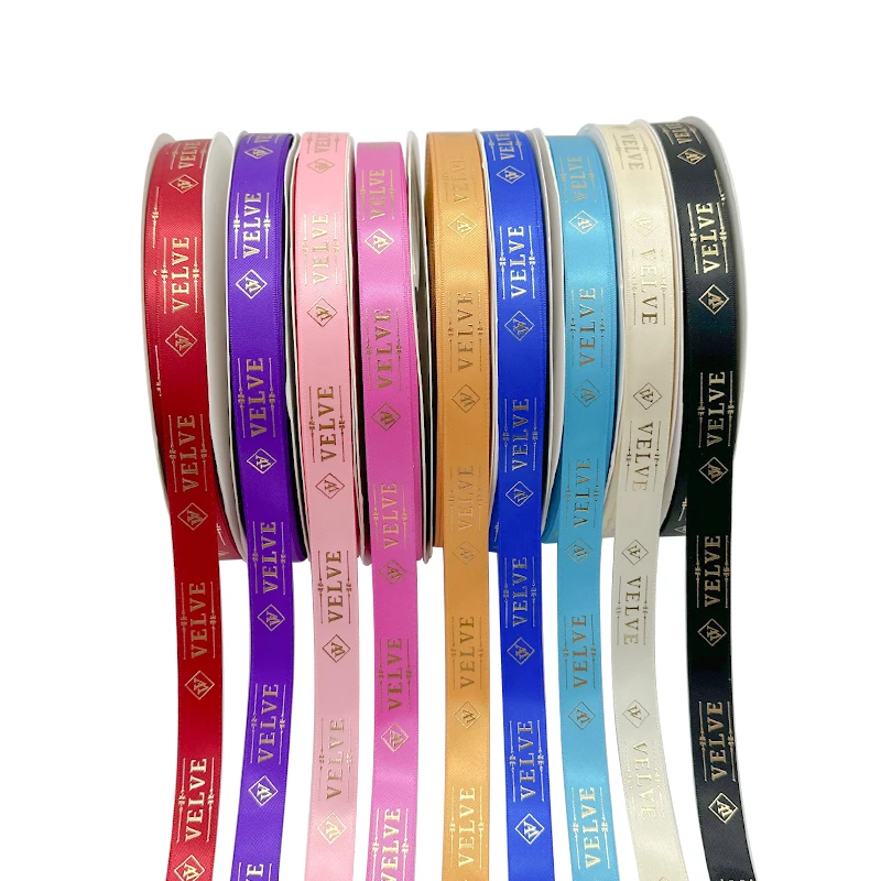 

High End Luxury 3D Embossed Printed Satin Ribbon Custom Christmas Wire Ribbon