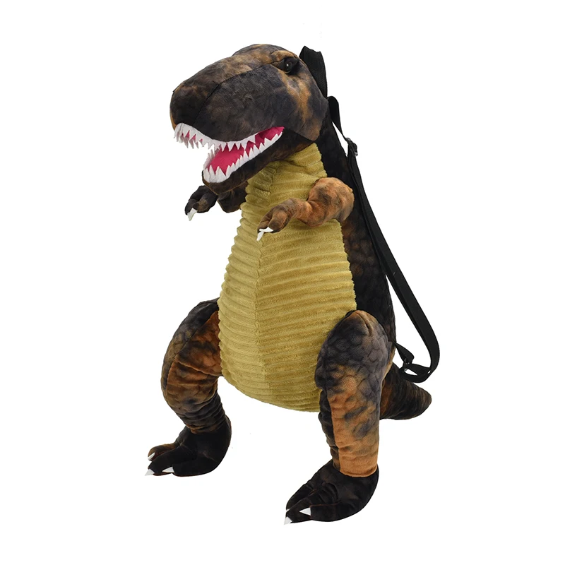 

Creative new dinosaur stuffed toy cartoon Tyrannosaurus Rex doll backpack for children's birthday gift, Red, green, blue, brown