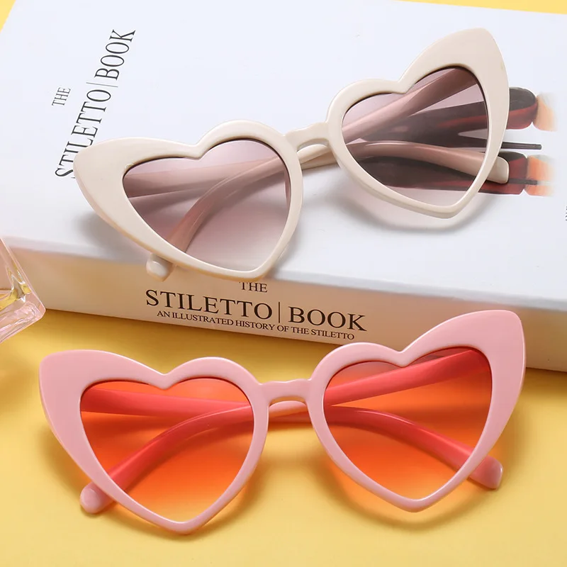 

Wholesale ladies girl fashion love heart shades sunglasses trendy multi color cat eye sun glasses sunglasses for women, 7 colors