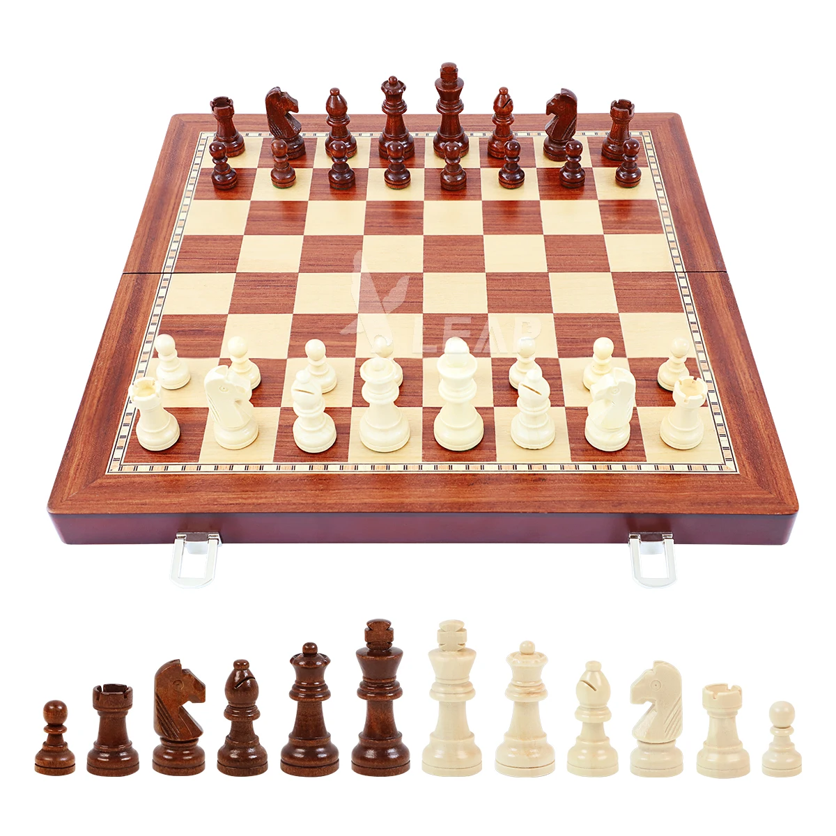 

Russian birch chess board set Wooden 35cm 14 inch Foldable chess set luxury 2.5 inch Staunton tournament chess pieces