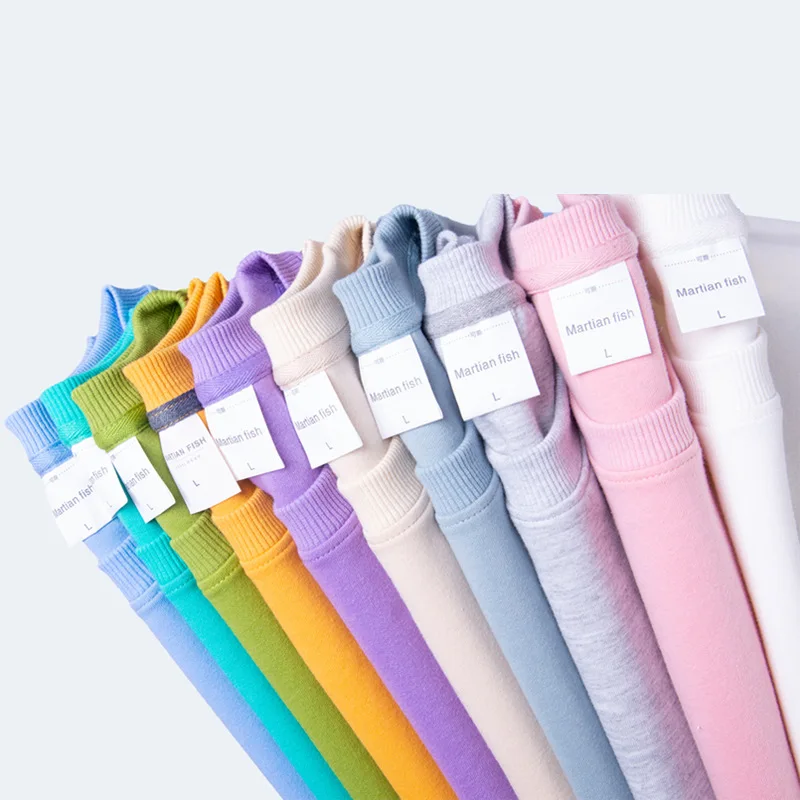 ESW-006 Health Cotton 300g Oversize Drop Shoulder High Neck Sweatshirts Men's Crewneck Jumper for Women