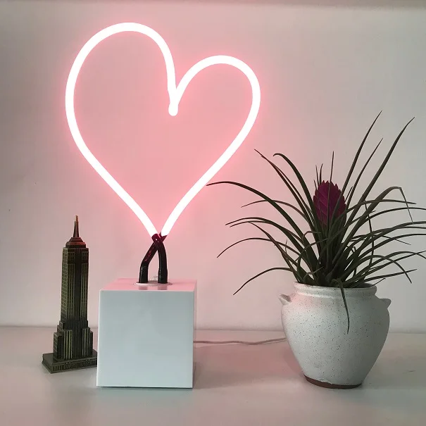 

Neon sculpture pink heart glass neon light 12v dc table top neon lamp for Valentine's Day china suppliers