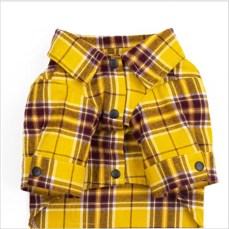 

Fashion Trend Pet Clothes Cute Plaid Shirt Dog Clothes Small Dog Cotton Coat, Green/yellow