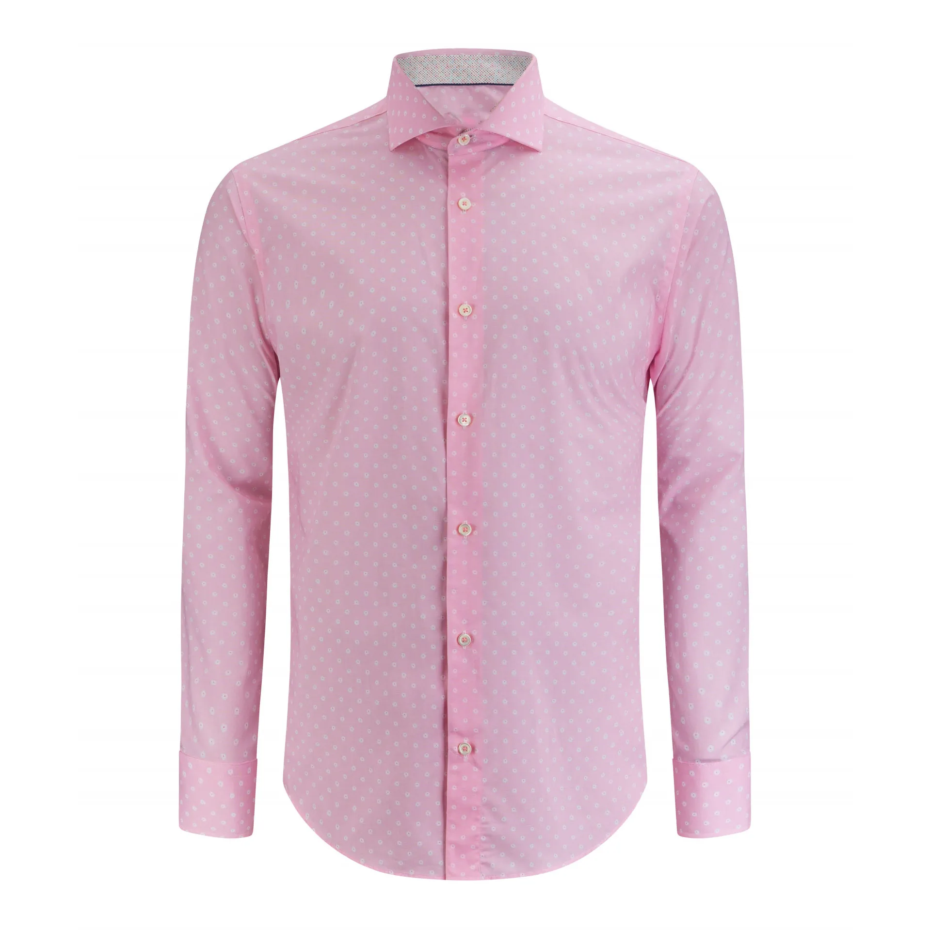 mtm 供应商传播领长袖海军印花棉质衬衫