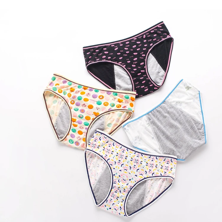 

Cute girl printed flower Modal fabric physiological period safety panties women