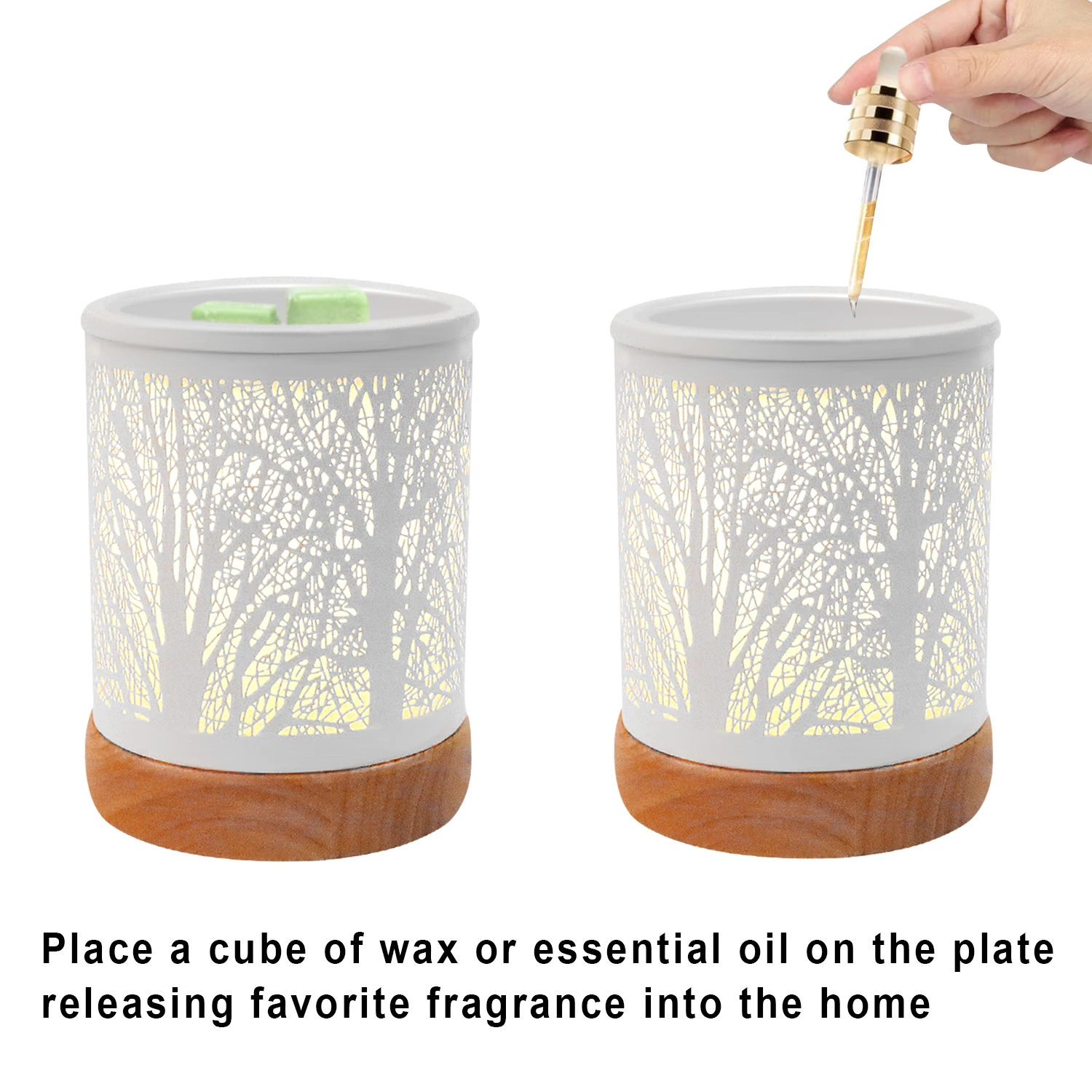Wax Melts Warmer White Metal Forest Design Fragrance Oil Warmer Lamp