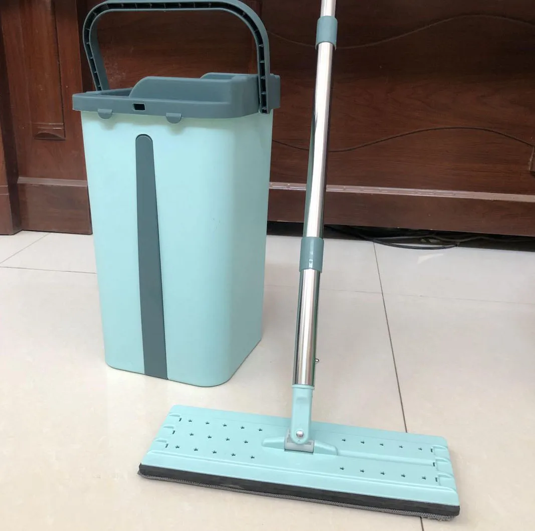 

Housework Hand Free Telescopic Handle Cleaning Microfiber 360 Easy Spinning Flat Floor Spray Magic Mop bucket Set with Wringer