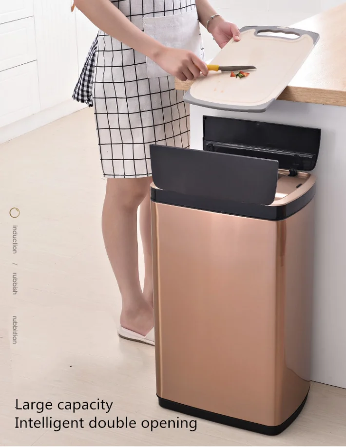 

20L30L Large Capacity Smart Stainless Steel Double Door Indoor Kitchen Trash Can with Automatic Sensor Lid
