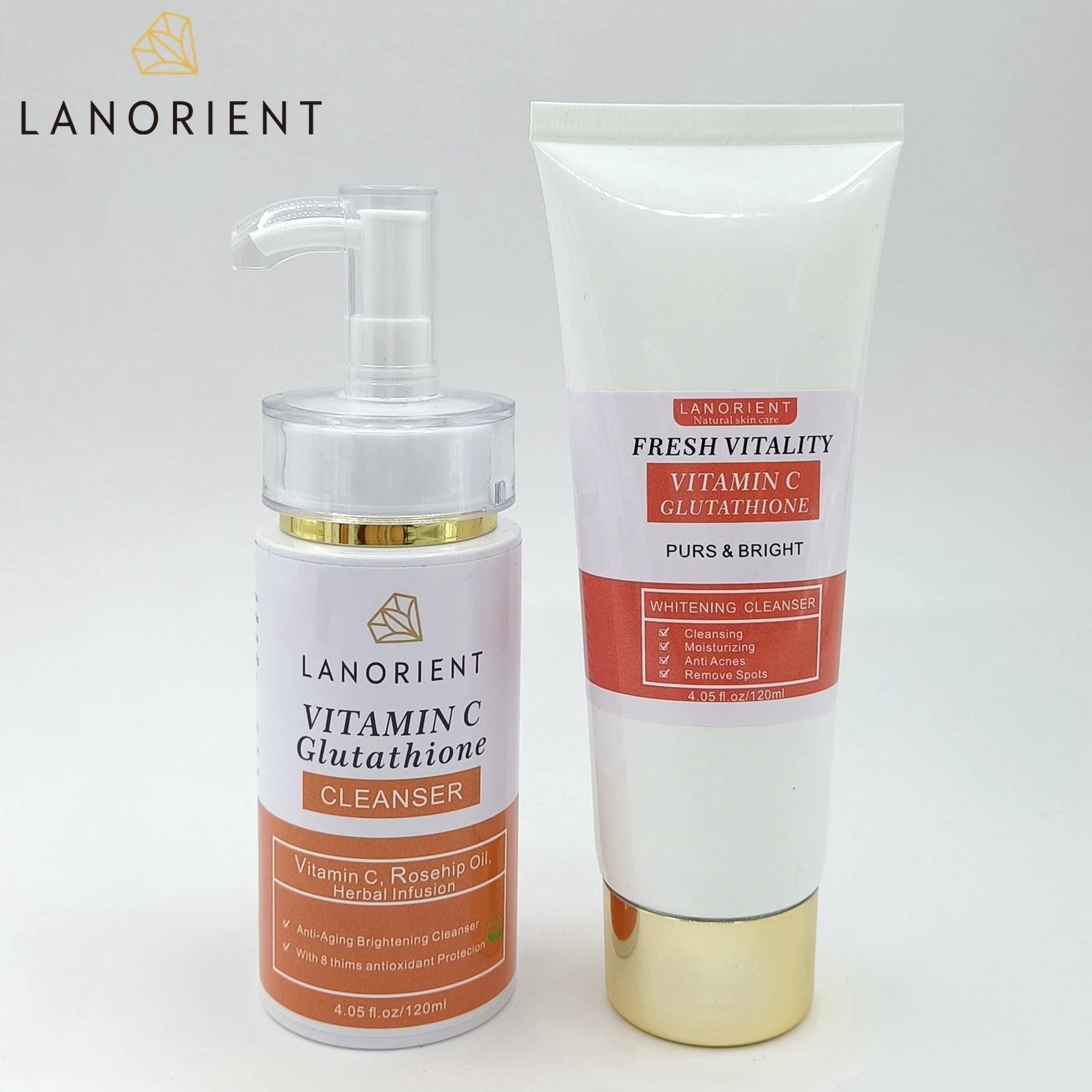 

OEM private label organic vitamine c l-glutathione blackhead remover acne whitening facial cleanser kit for all skin