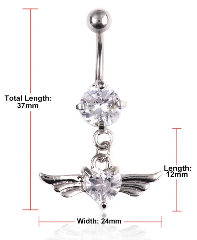 

316 L stainless steel pendant belly button piercing jewelry transparent zircon inlaid umbilical nails for women sexy