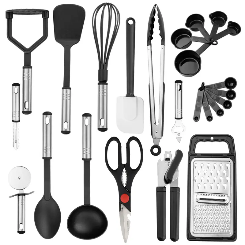 

Yangjiang factory Kitchen Utensil Set 24 Nylon Cooking Utensils Kitchen Gadgets Cookware Set