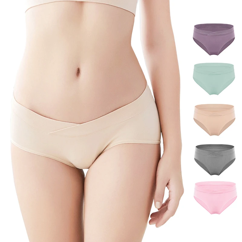 

New Low Waist One piece Pregnant Underwear Women's Seamless Maternity Panties, Pink