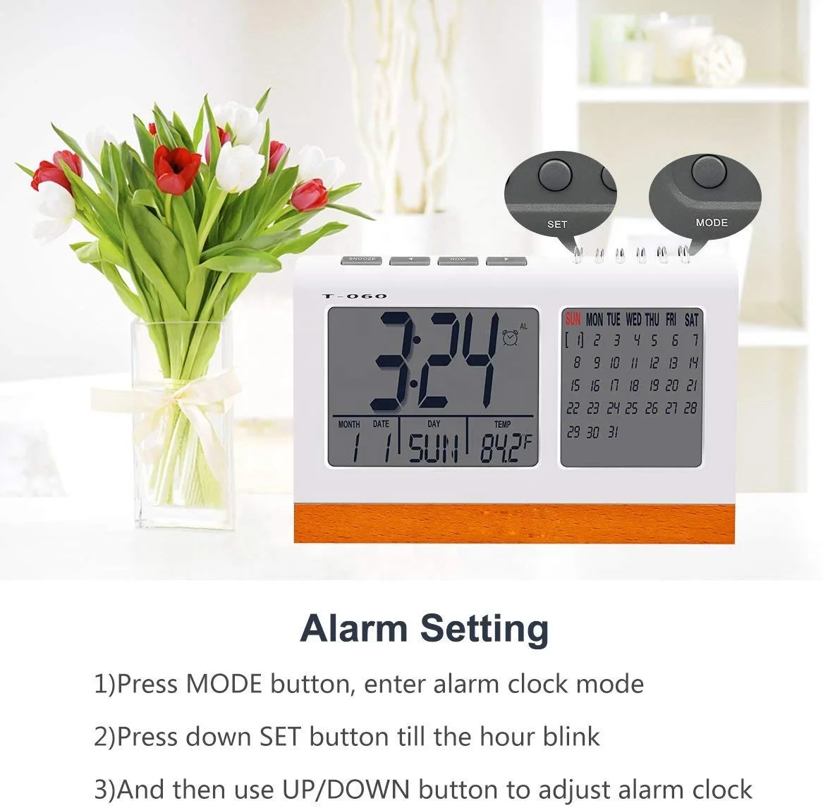 Aomago Large Display Desktop Alarm Clock Digital Clock Calendar Buy