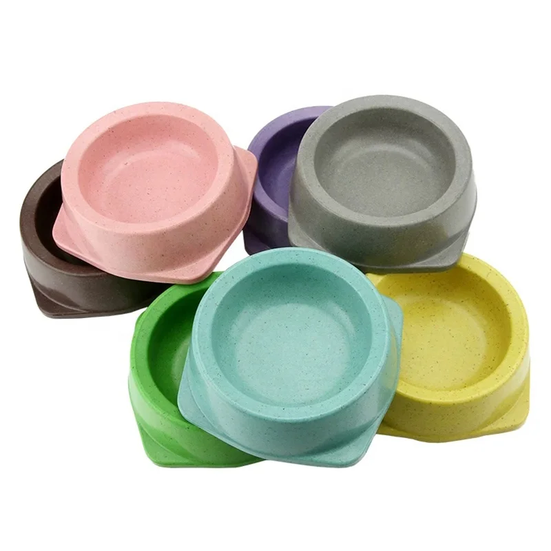 

multi-color eco-friendly anti-skid food grade safety bamboo fiber pet dog cat bowls feeder