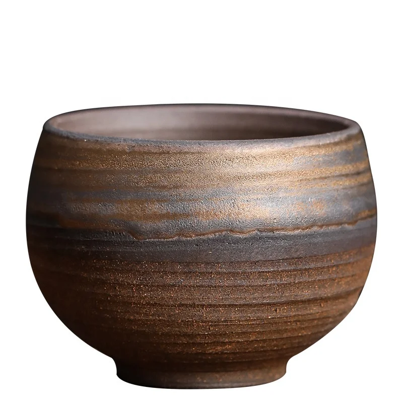 

Iron Glaze Handmade Coarse Pottery Water Ceramic Tea Accessories Drinkware Single Cup, Three choose