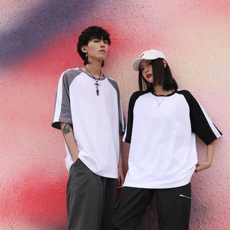 

Customized high-end fashion loose collar middle sleeve T-shirt printed LOGO OEM oversize unisex T-shirt, 11